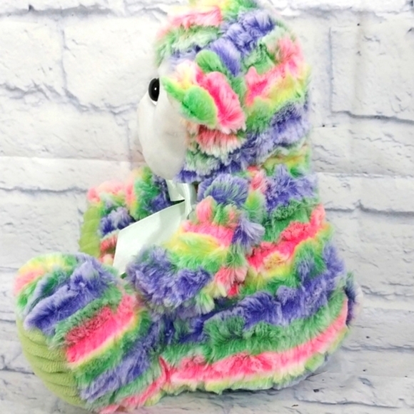 🔵BOGO FREE🔵 Rainbow Color Stuffed Animal Plush Bear? Easter Toy Holiday - Picture 2 of 5